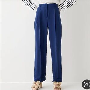 J. Crew The Essential Wide Leg Pant in City Crepe Mediterranean Navy Size 14T